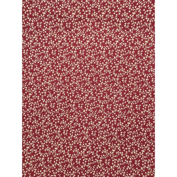 Unbranded Other - Burgundy Wine Red Color Fabric With Gold Leaves And Stems 43” X 23”